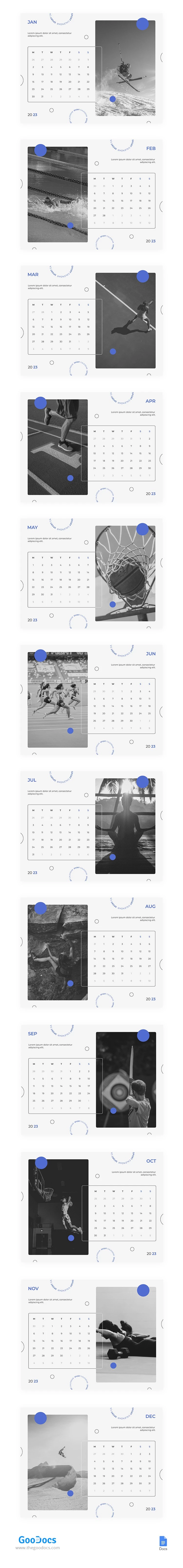 Modern White Sports Calendar - free Google Docs Template - 10065886