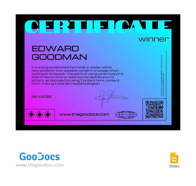 Modern Winner Certificate - free Google Docs Template - 10065012