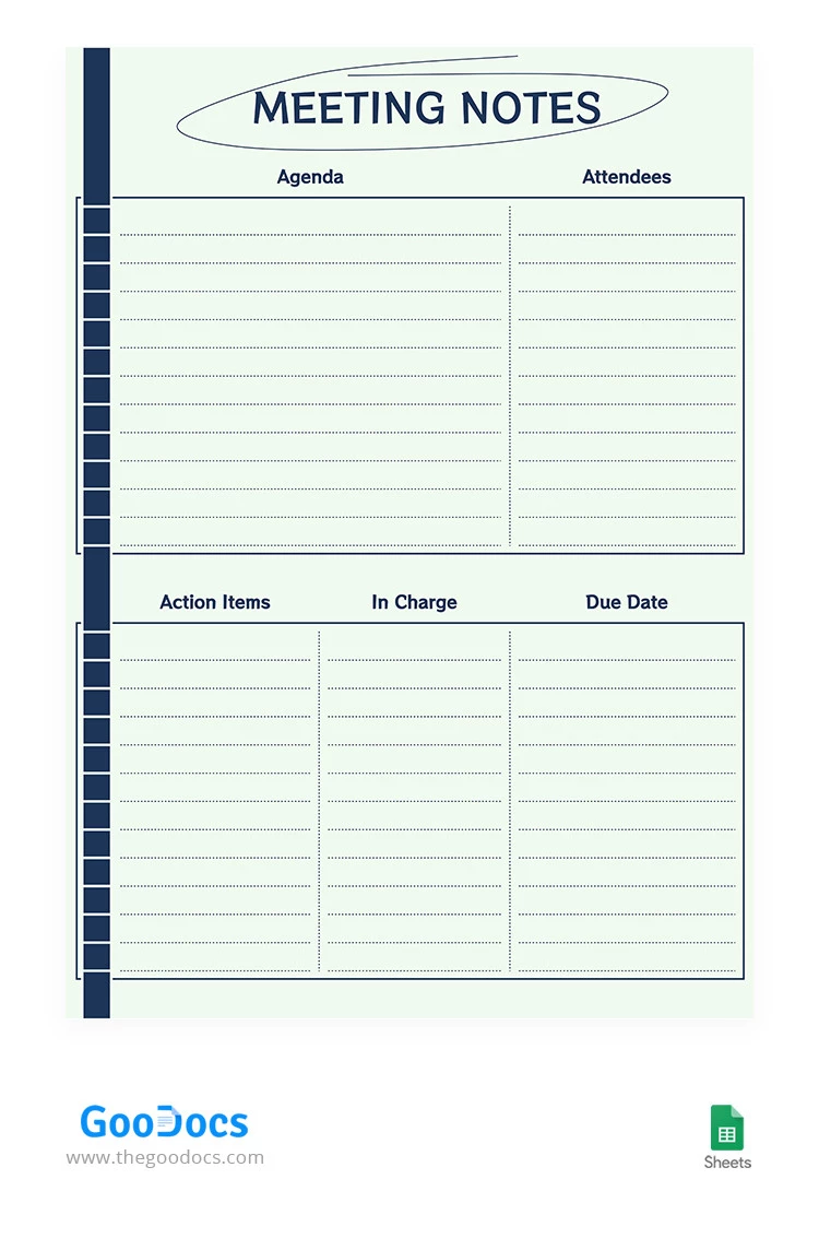Notas de reunión modestas - free Google Docs Template - 10066230