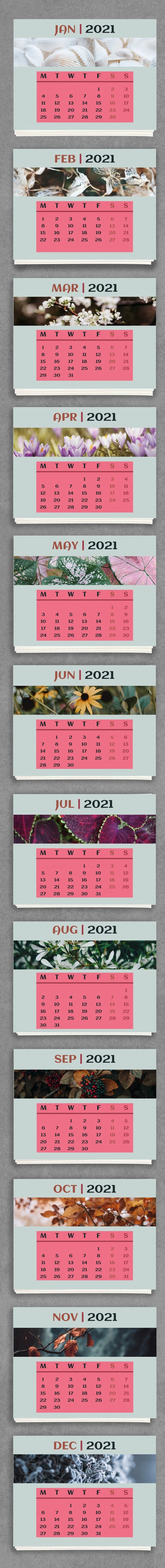 Hermoso calendario mensual 2021. - free Google Docs Template - 10061561