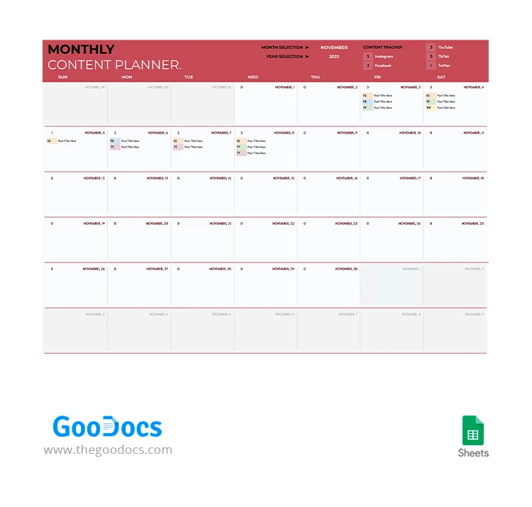 Monthly Content Plan - free Google Docs Template - 10067534