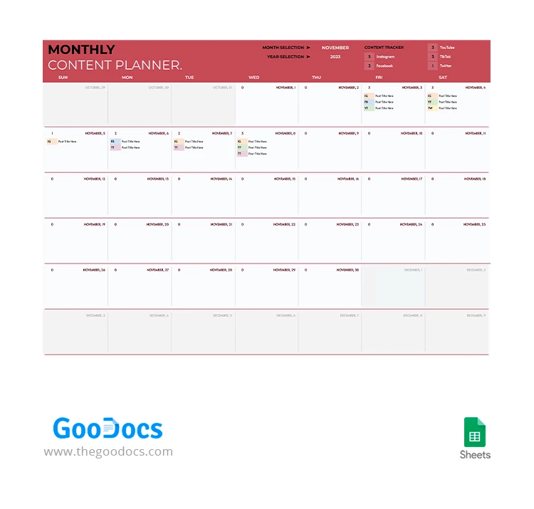 Plano Mensal de Conteúdo - free Google Docs Template - 10067534