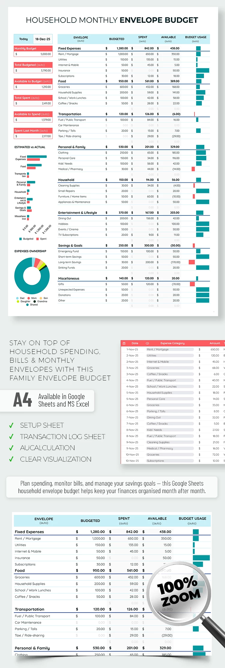 Modello Budget Mensile Familiare - Sistema Buste - free Google Docs Template - 10072433