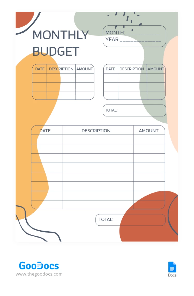 Planificador mensual ilustrado de presupuesto financiero - free Google Docs Template - 10067207