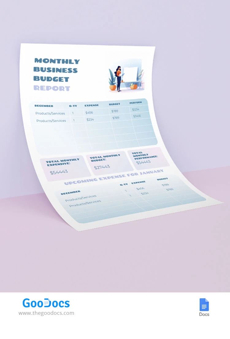 Monthly Budget Report - free Google Docs Template - 10067779