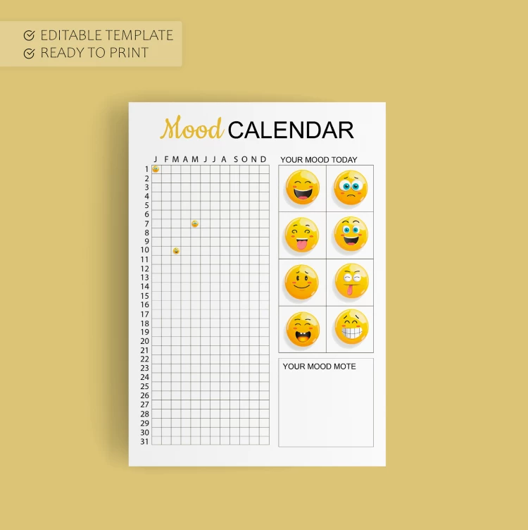 Calendário de Humor - free Google Docs Template - 10068902