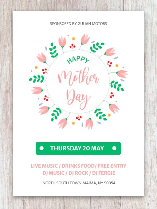 Volantino floreale per la festa della mamma - free Google Docs Template - 10061716