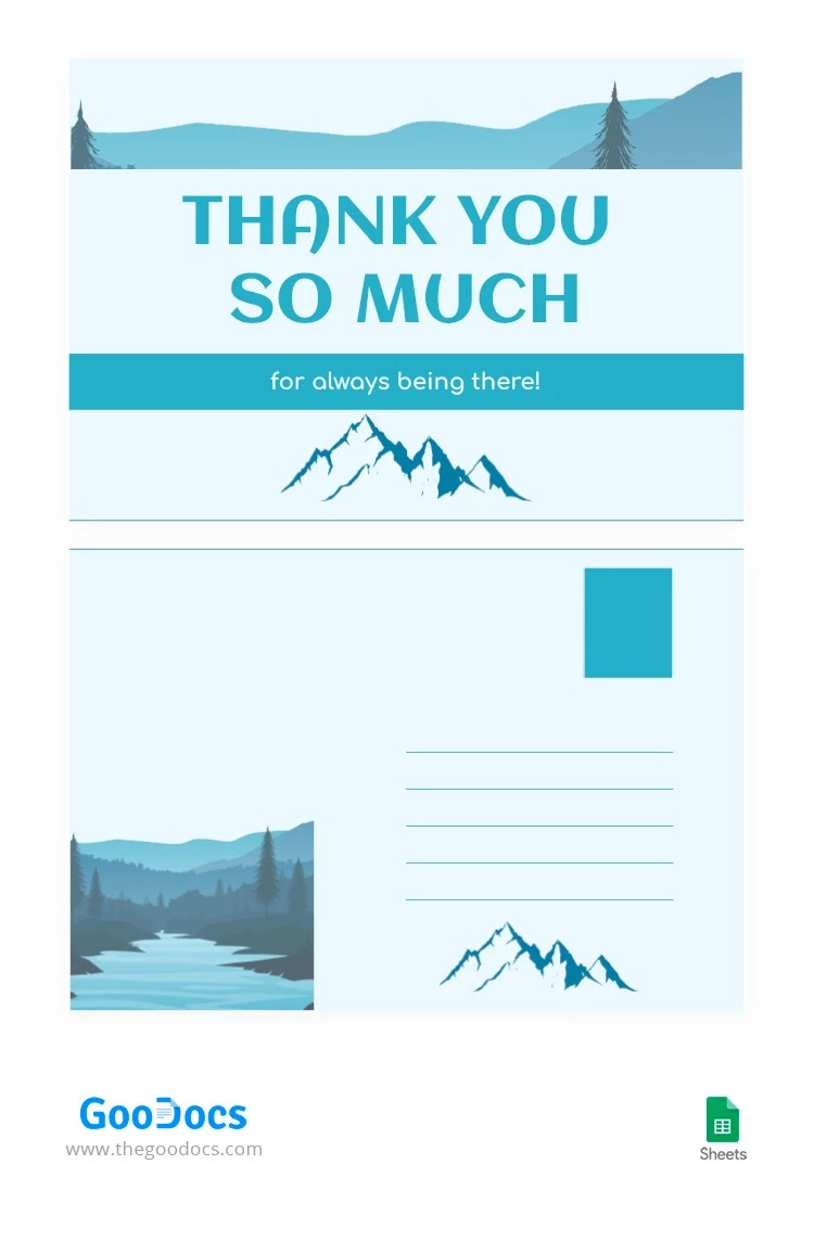 Cartão postal de agradecimento da Montanha - free Google Docs Template - 10063441