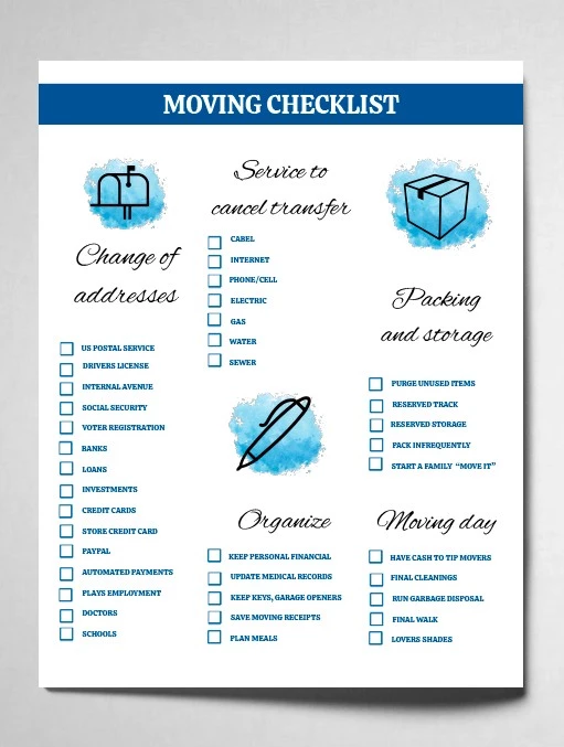 Blue Moving Checklist - free Google Docs Template - 10061787