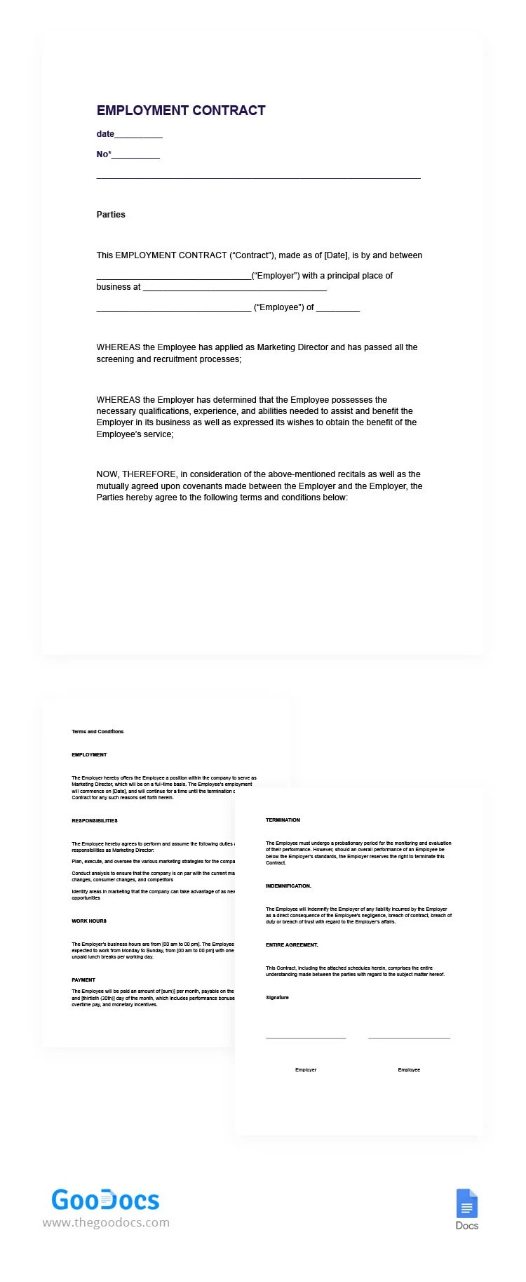 Contrat de travail - free Google Docs Template - 10066022