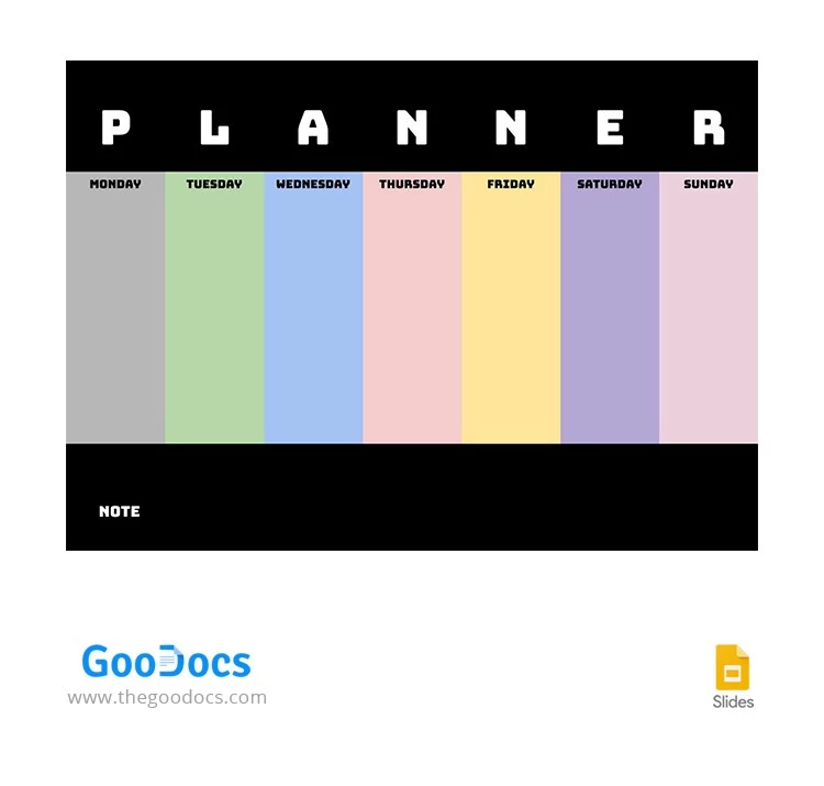 Planejador semanal multicolorido - free Google Docs Template - 10063045
