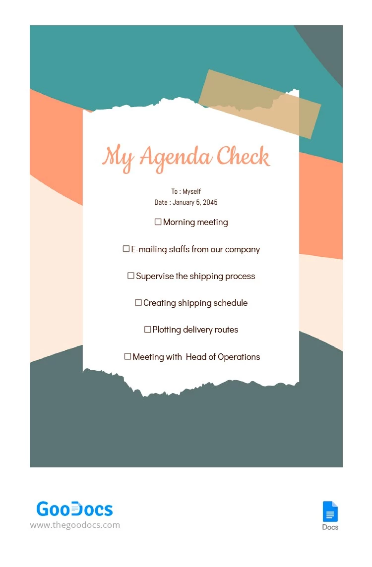 Daily Checklist - free Google Docs Template - 10062932