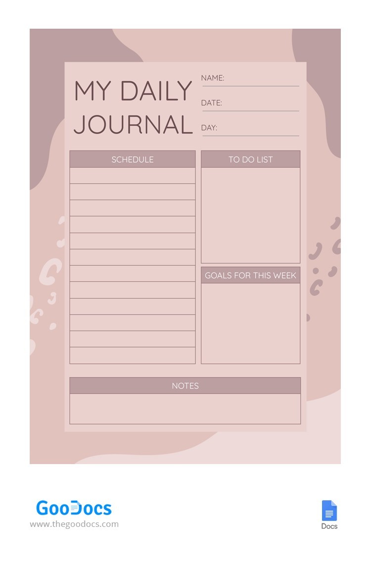 My Daily Journal Template In Google Docs