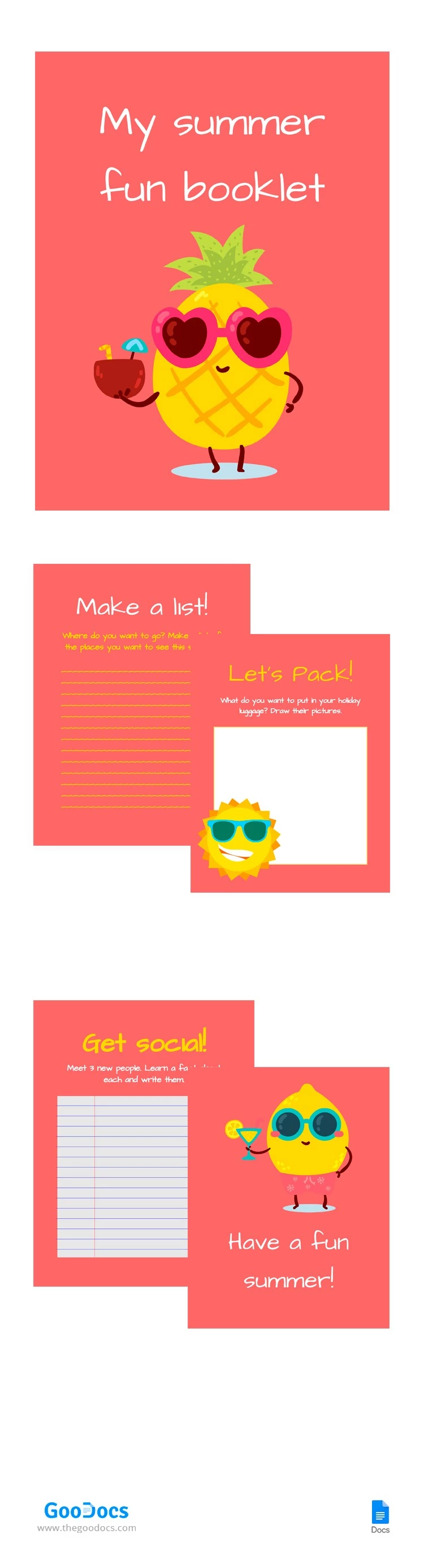 Mon livret d'amusement estival - free Google Docs Template - 10064386