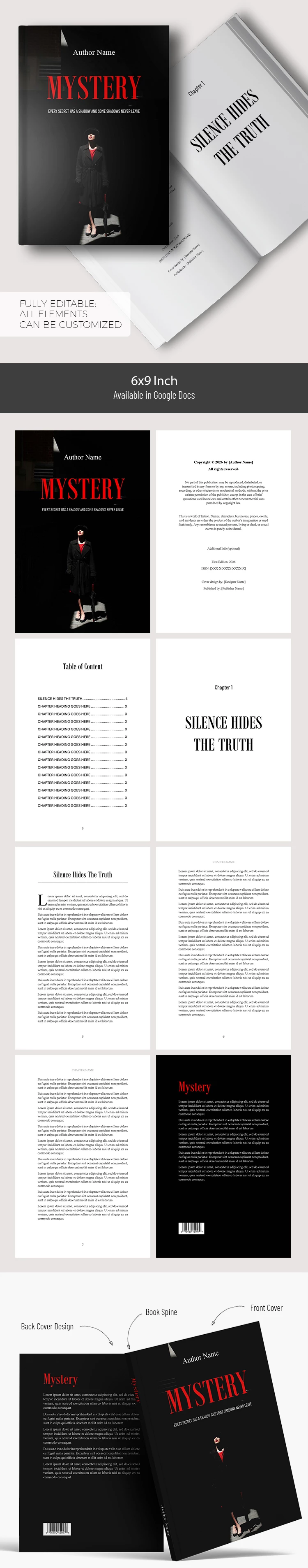 Preview of Mystery Book Template for Google Docs and Microsoft Word