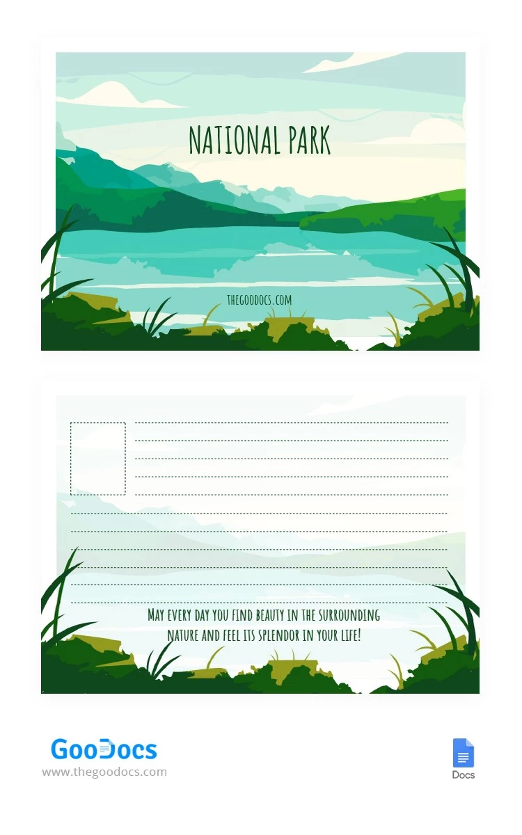 Cartolina del Parco Nazionale - free Google Docs Template - 10066078