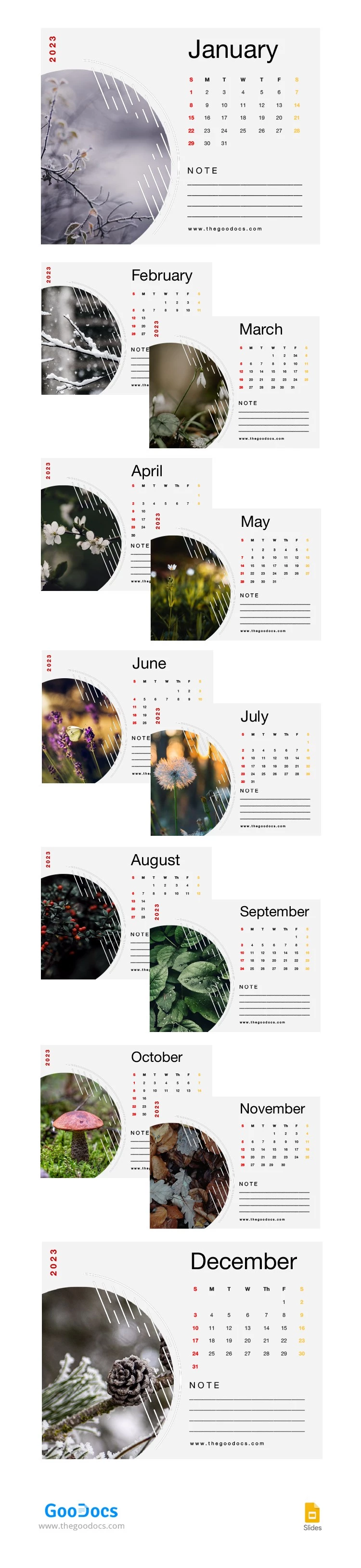 Calendario de escritorio de la naturaleza 2023 - free Google Docs Template - 10064132