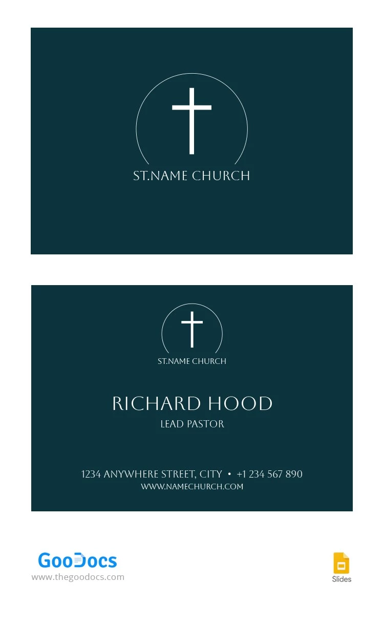 Cartão de Visita da Igreja Azul Marinho - free Google Docs Template - 10064721