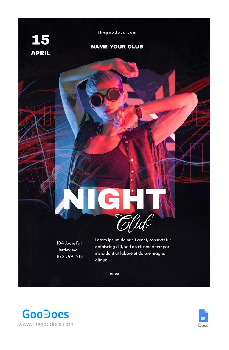 Folheto de Boate Neon Cyberpunk da Noite - free Google Docs Template - 10065230