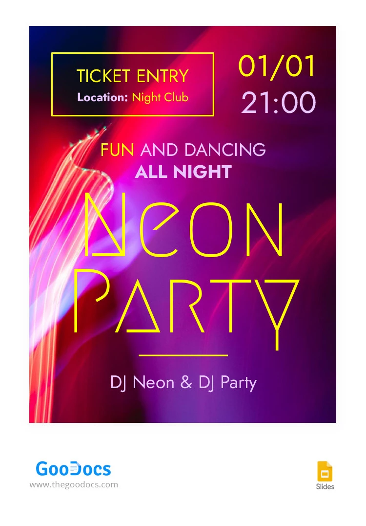 Neon Party Flyer - free Google Docs Template - 10066203