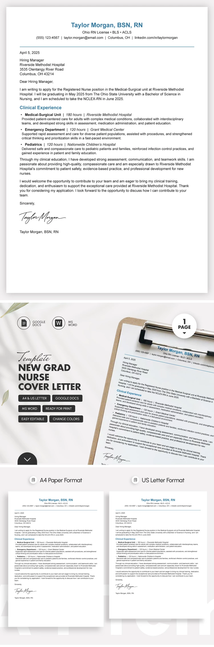 Vorschau von Neue Absolventin Anschreiben für Krankenschwestern für Google Docs and Microsoft Word