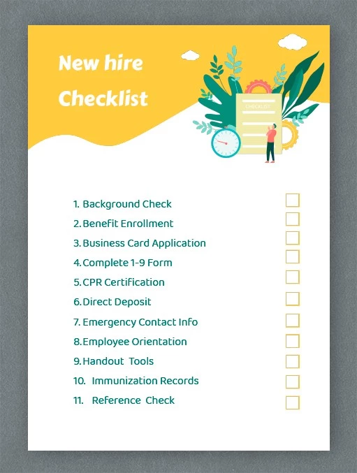 New Hire Checklist - free Google Docs Template - 10061818