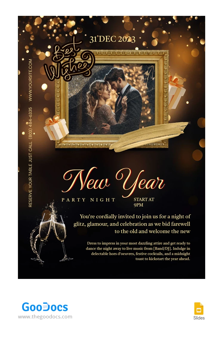 Convite de festa de Ano Novo - free Google Docs Template - 10067556