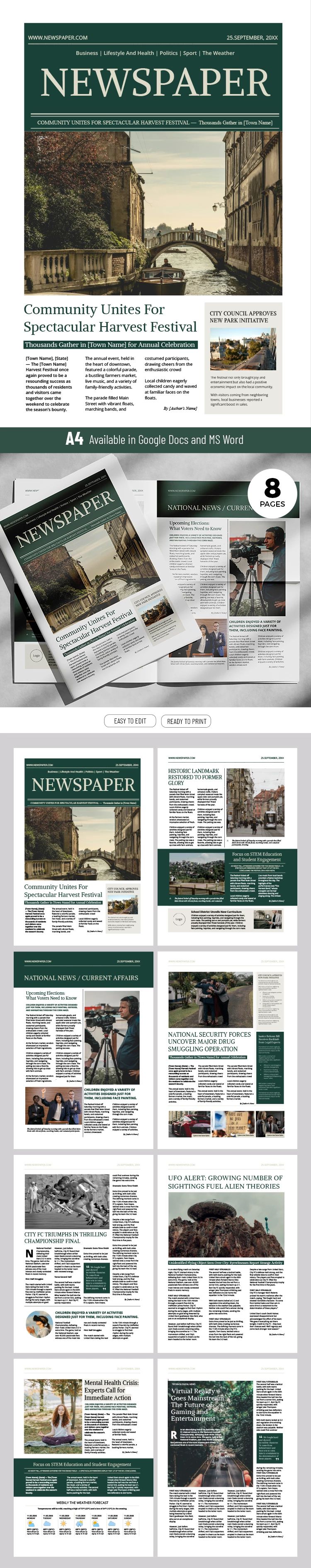 Free Classic Newspaper Article Template for Google Docs and Microsoft