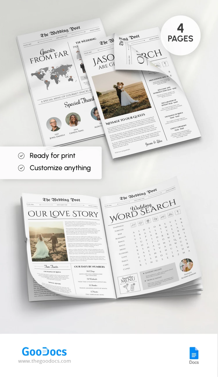 Journal du programme de mariage - free Google Docs Template - 10068494