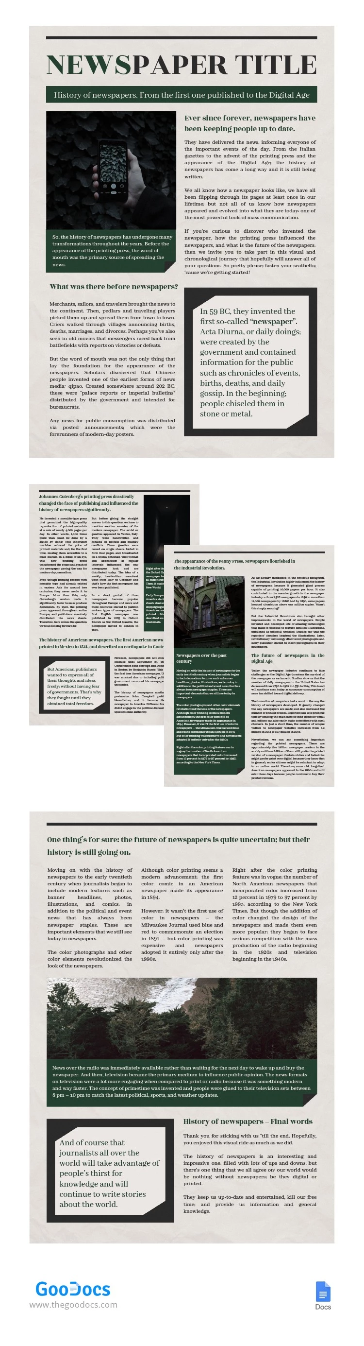 Jornal com Verde Escuro - free Google Docs Template - 10063715