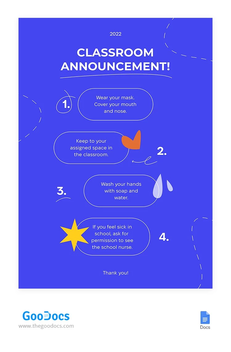 Nice Classroom Announcement - free Google Docs Template - 10065164