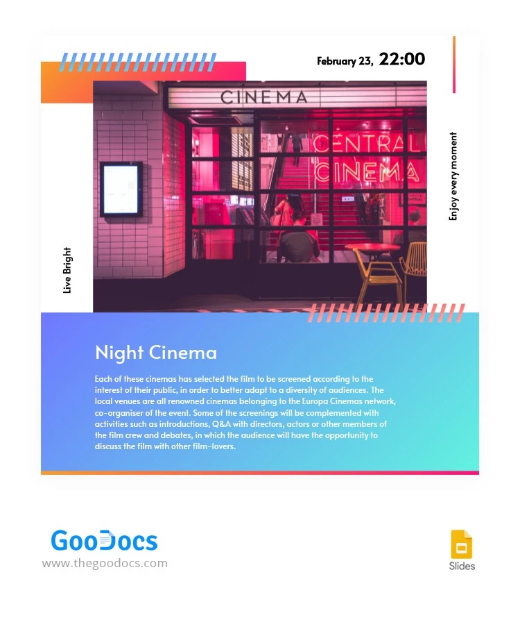 Noche de cine: Publicación de Instagram. - free Google Docs Template - 10063338
