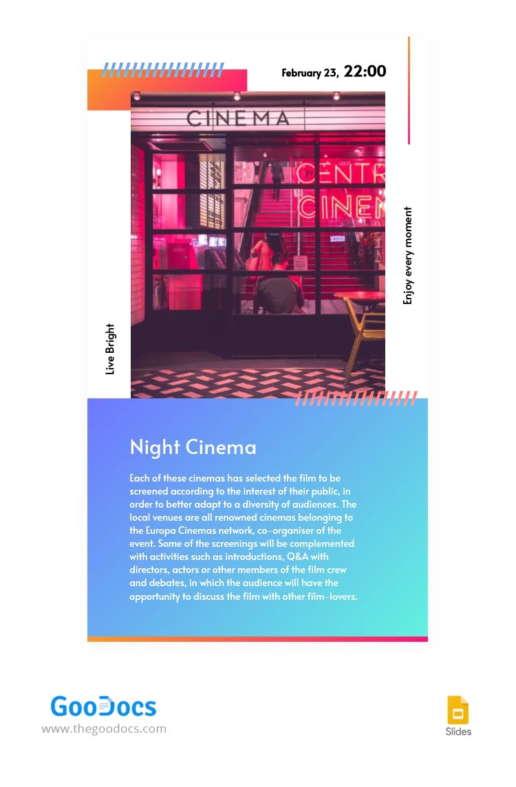 Night Cinema Instagram Stories - free Google Docs Template - 10063341