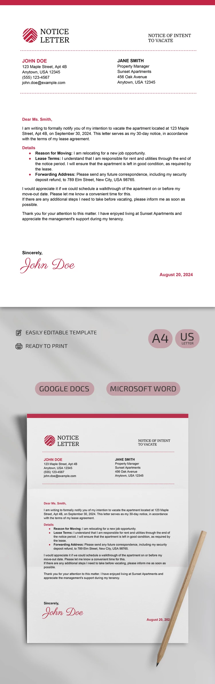 Carta de Aviso Simples - free Google Docs Template - 10069219