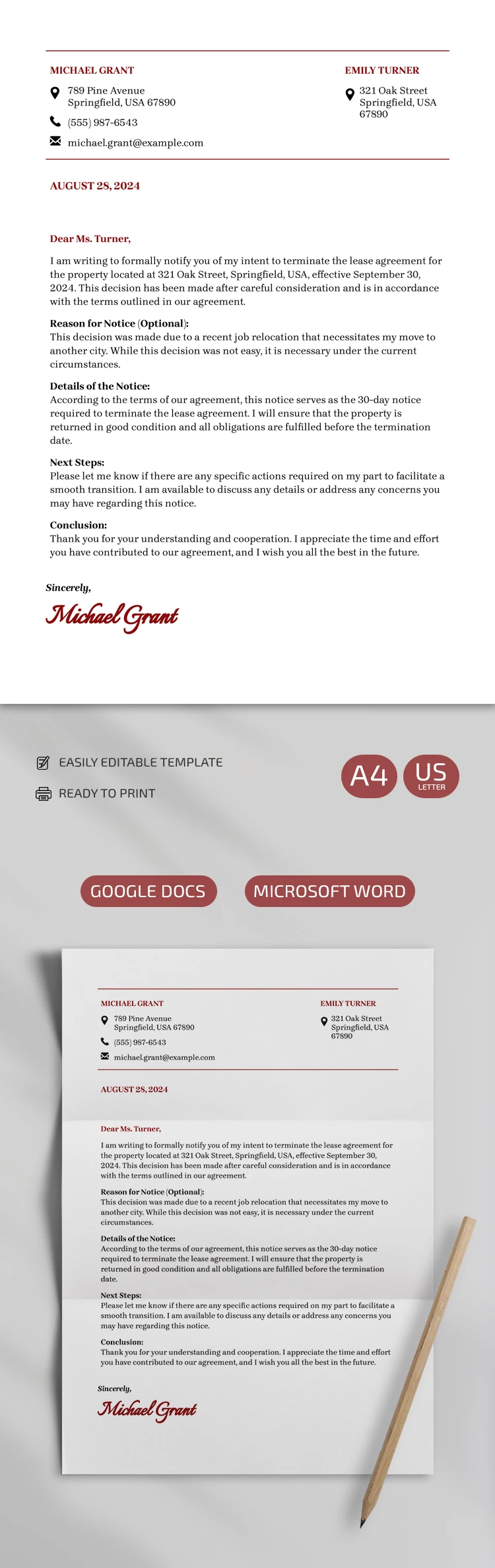 Lettre de notification de base - free Google Docs Template - 10069254