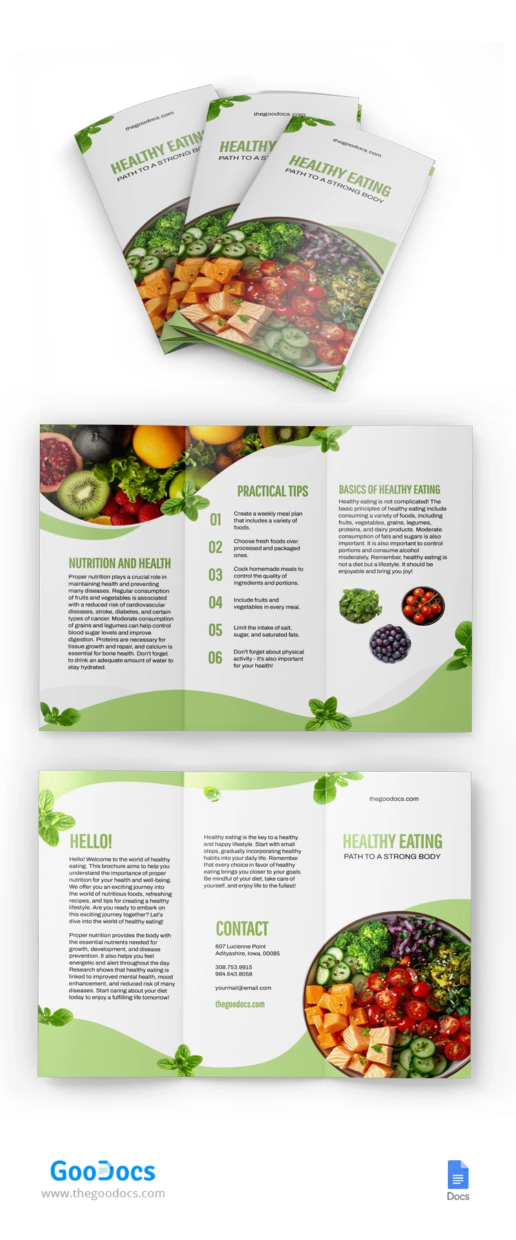 Brochure nutrition en trois volets - free Google Docs Template - 10068240