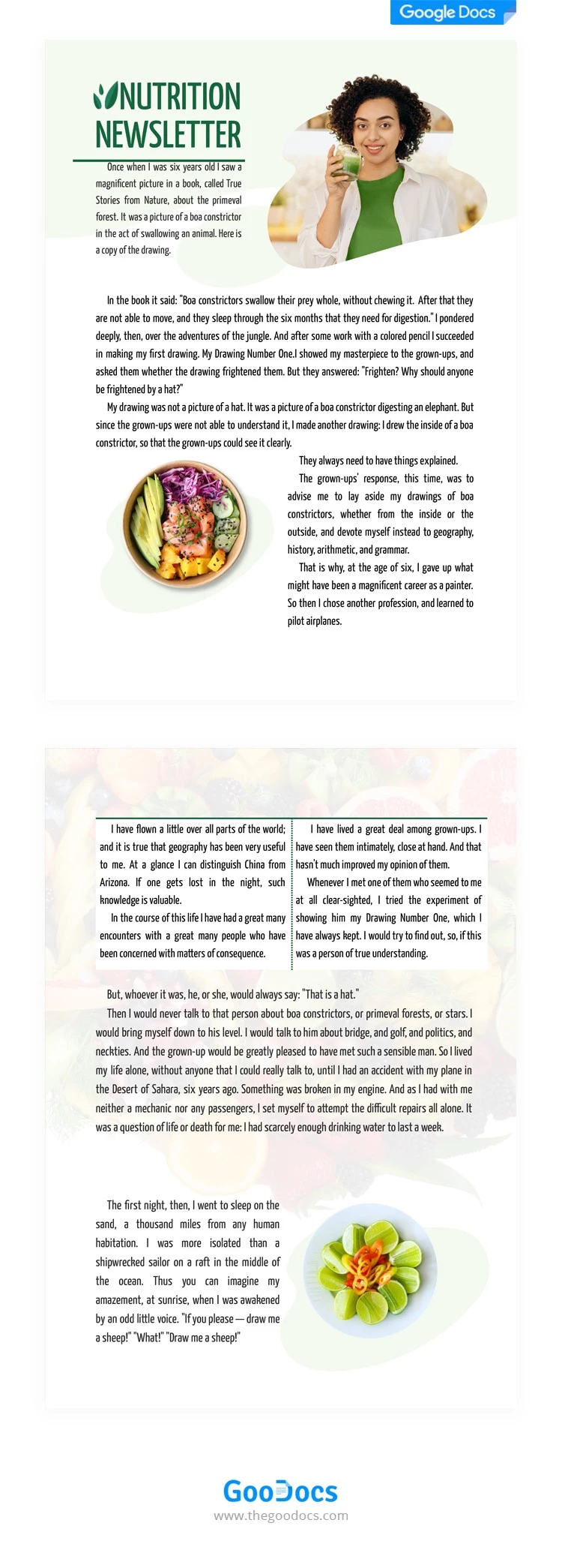 Bulletin de nutrition - free Google Docs Template - 10062072