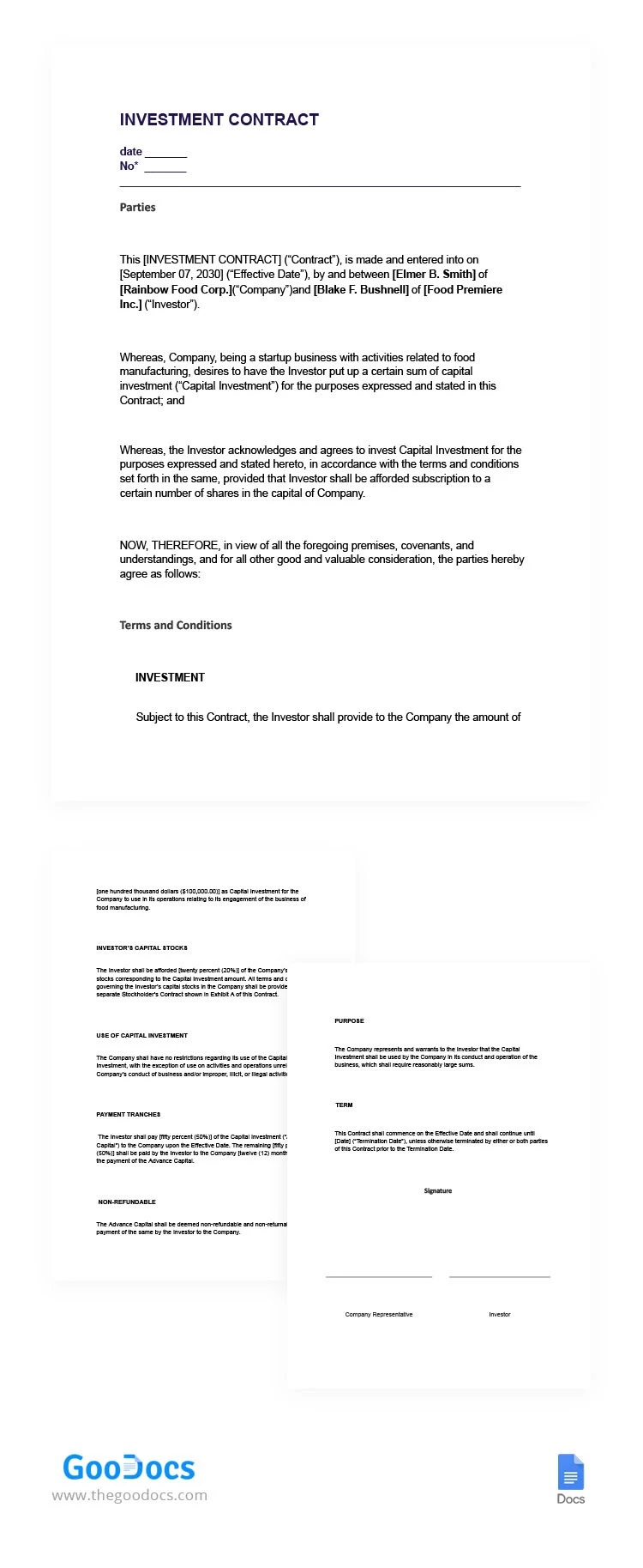 Іnvestment Contract - free Google Docs Template - 10066024