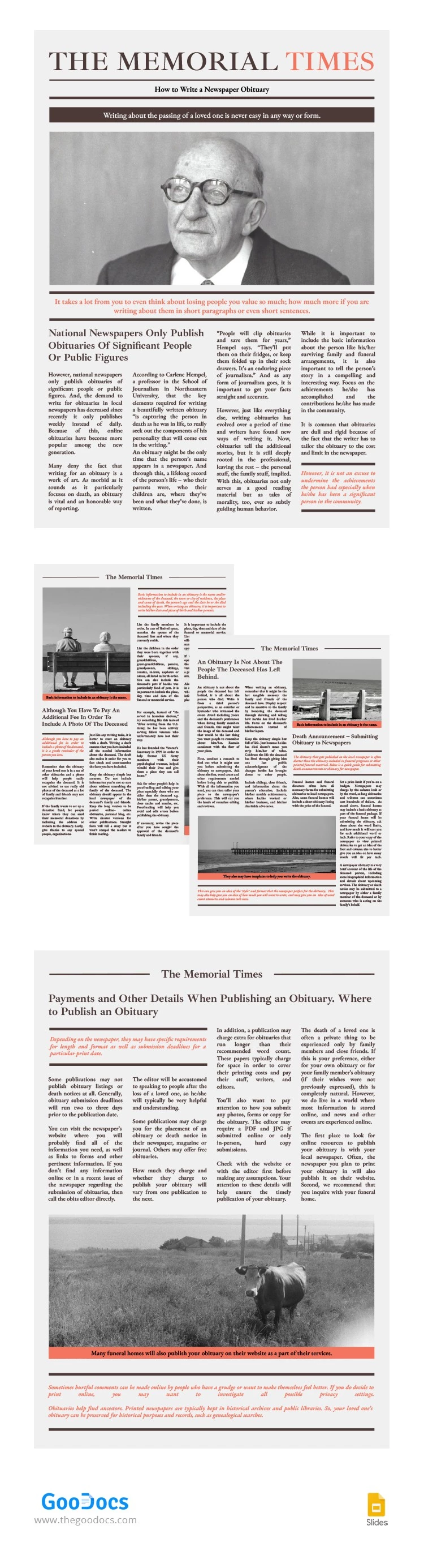 Obituary Newspaper with Brown - free Google Docs Template - 10064775