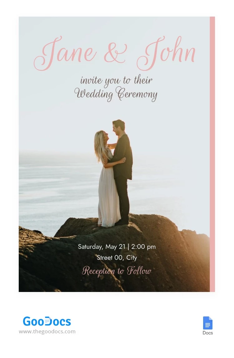 Convite de casamento com tema oceano - free Google Docs Template - 10063699