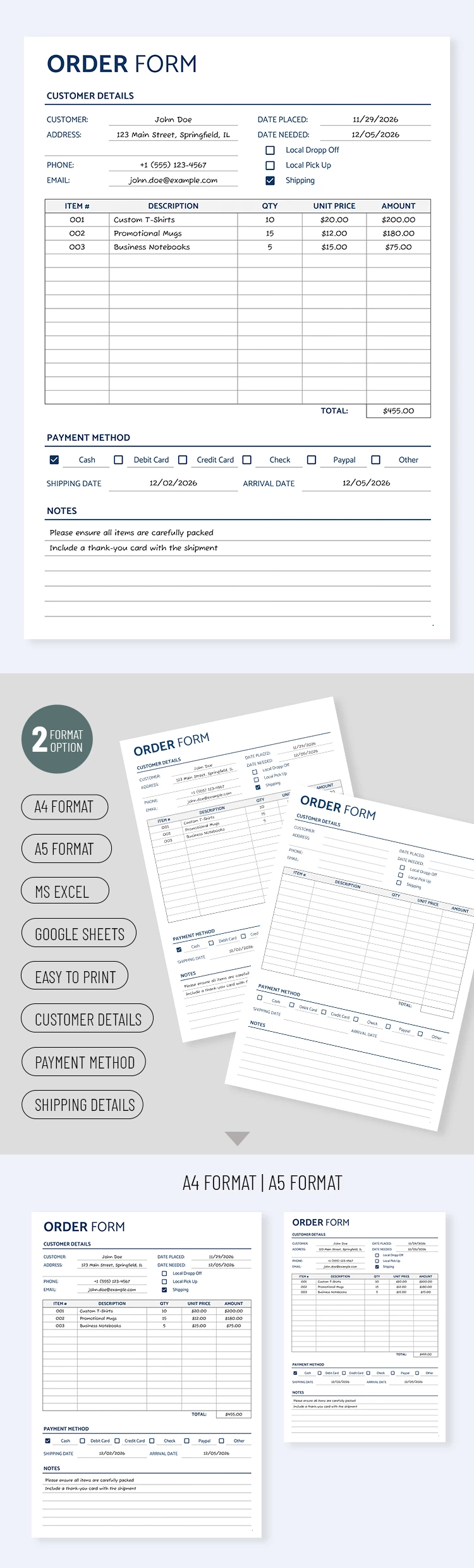 Simple Order Sheet - free Google Docs Template - 10069635