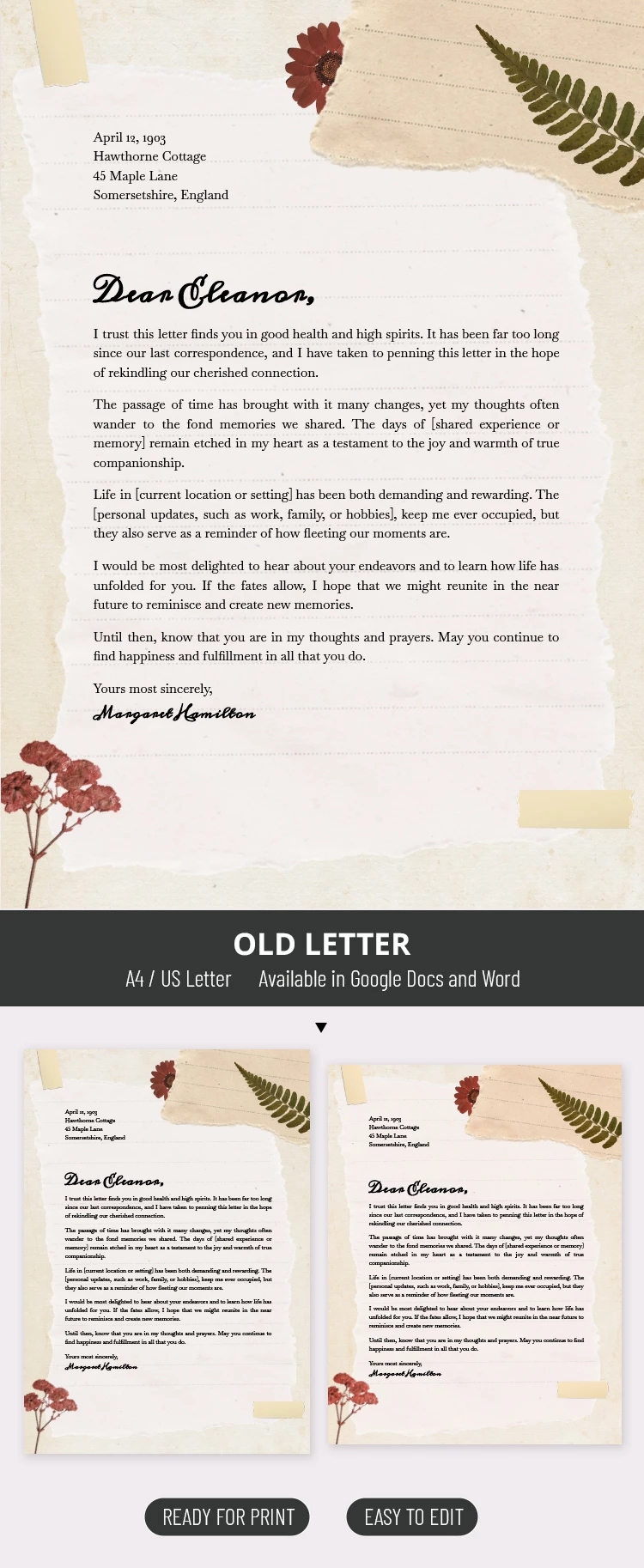 Old Letter - free Google Docs Template - 10069748