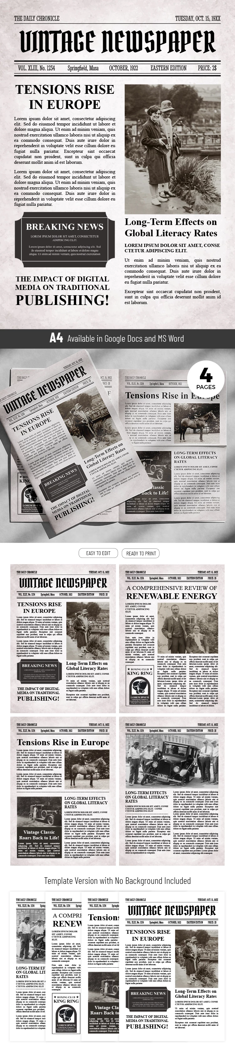 Sleek Old Newspaper - free Google Docs Template - 10069624