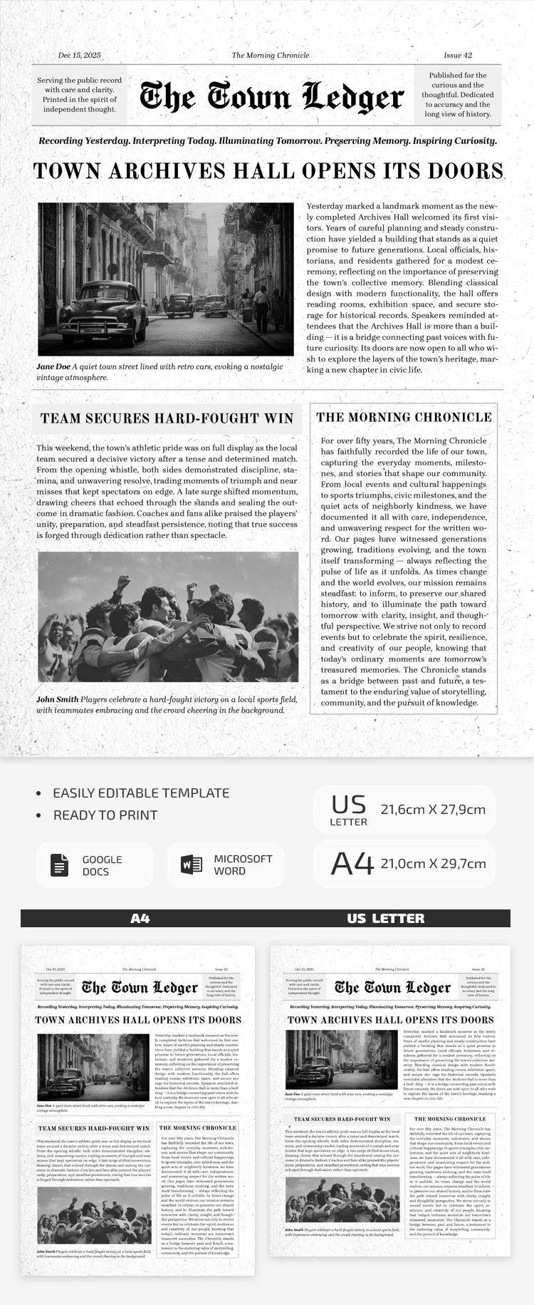 Old Newspaper Article Template - free Google Docs Template - 10072405