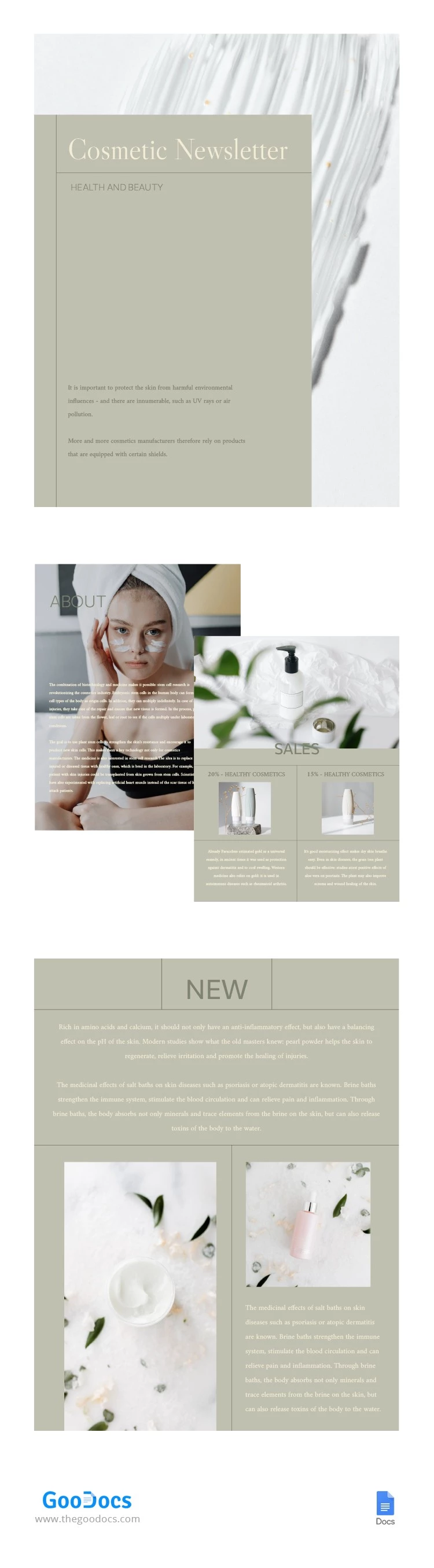 Newsletter cosmetica di Olive - free Google Docs Template - 10063022