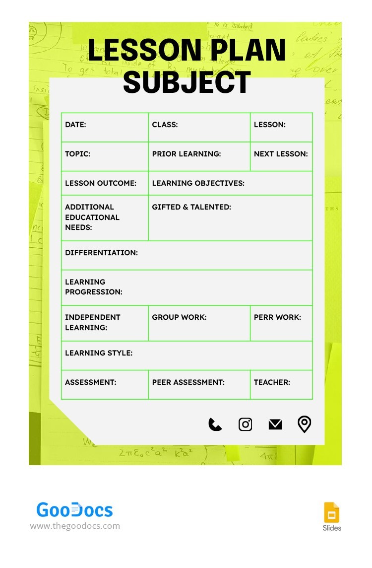 Free One Page High School Lesson Plan Template In Google Slides