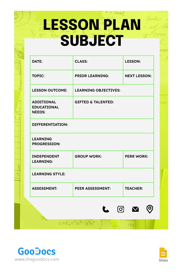Plan de lecciones de la escuela secundaria de una página - free Google Docs Template - 10064598