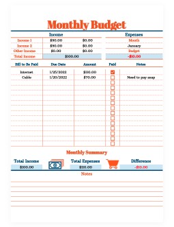 Free monthly budget template for Google Sheets