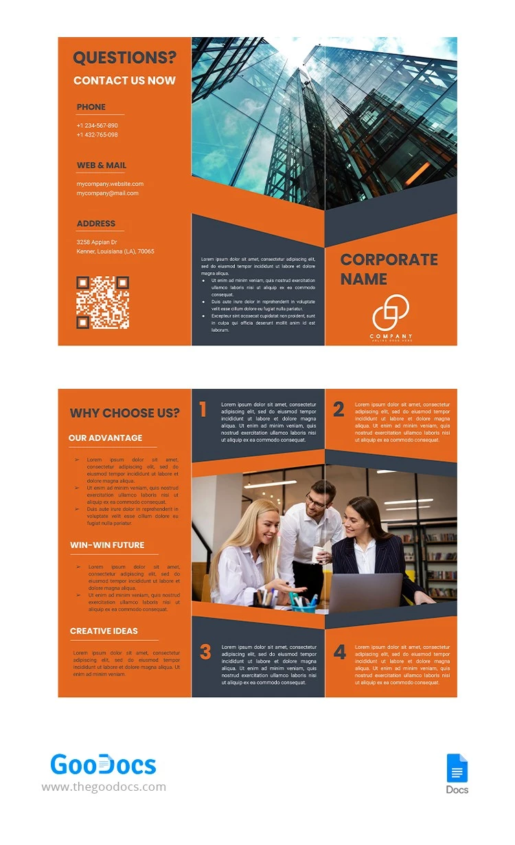 Orange & Grey Firmenbroschüre - free Google Docs Template - 10064847