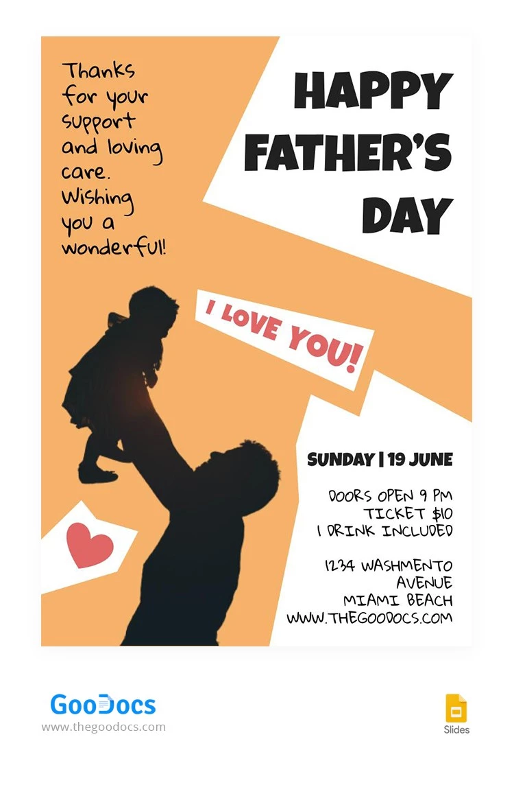 Orange Happy Father's Day Flyer - free Google Docs Template - 10064013
